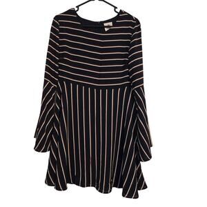 Sadie Robertson Wild Blue Midi Dress Red White Flare Sleeves Boho Size M